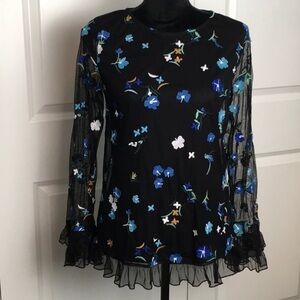 🎉 SALE Du Jour Embroidered Tulle Top